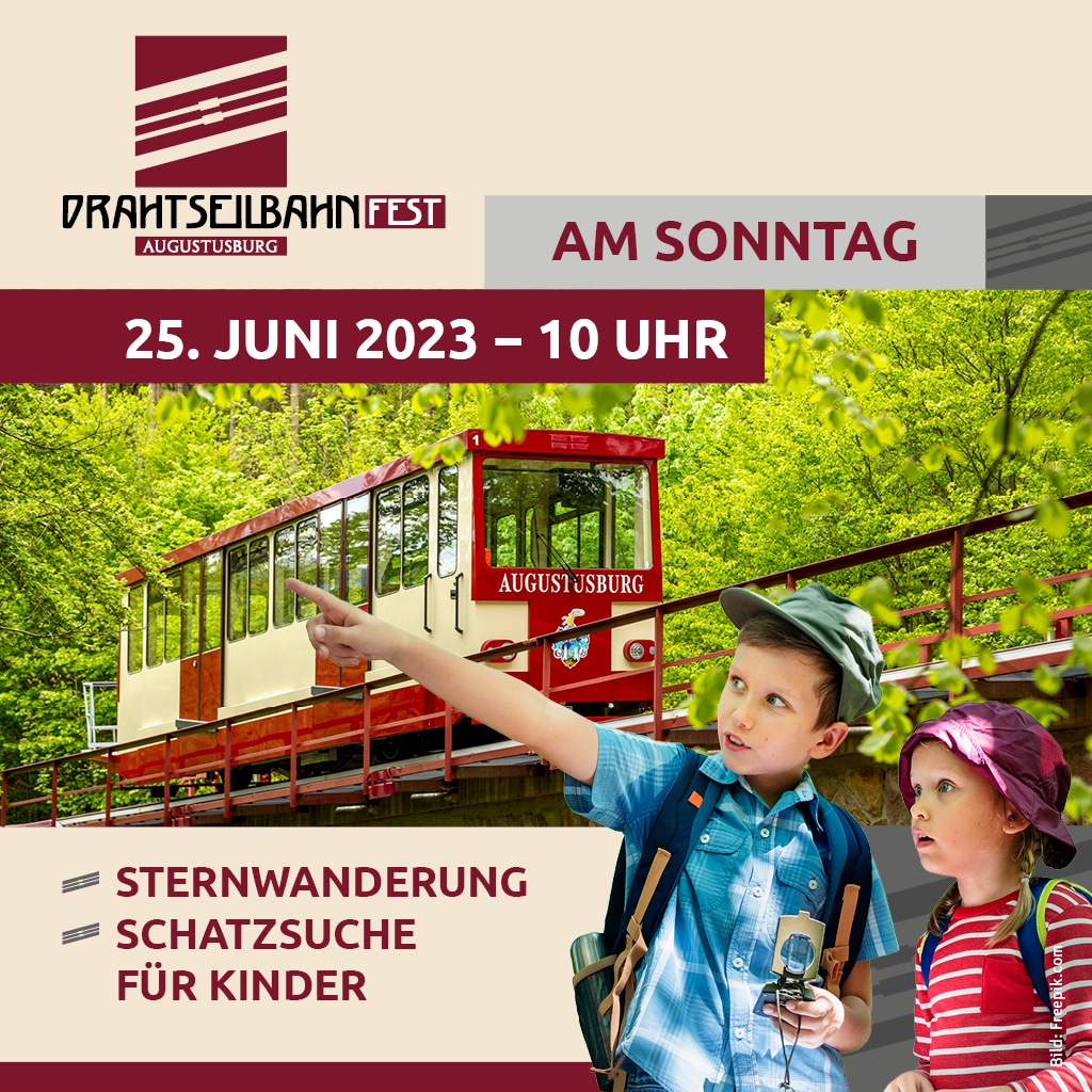 Sternwanderung und Schatzsuche für Familien zum Drahtseilbahnfest Augustusburg 2023, Verkehrsverbund Mittelsachsen